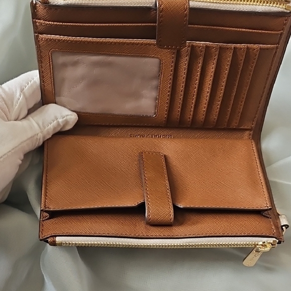 Michael Kors Beige and Brown Wristlet Clutch - Picture 3 of 12